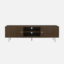 Mueble TV vintage con decoración en madera y acero inoxidable, 2 puertas, 180cm