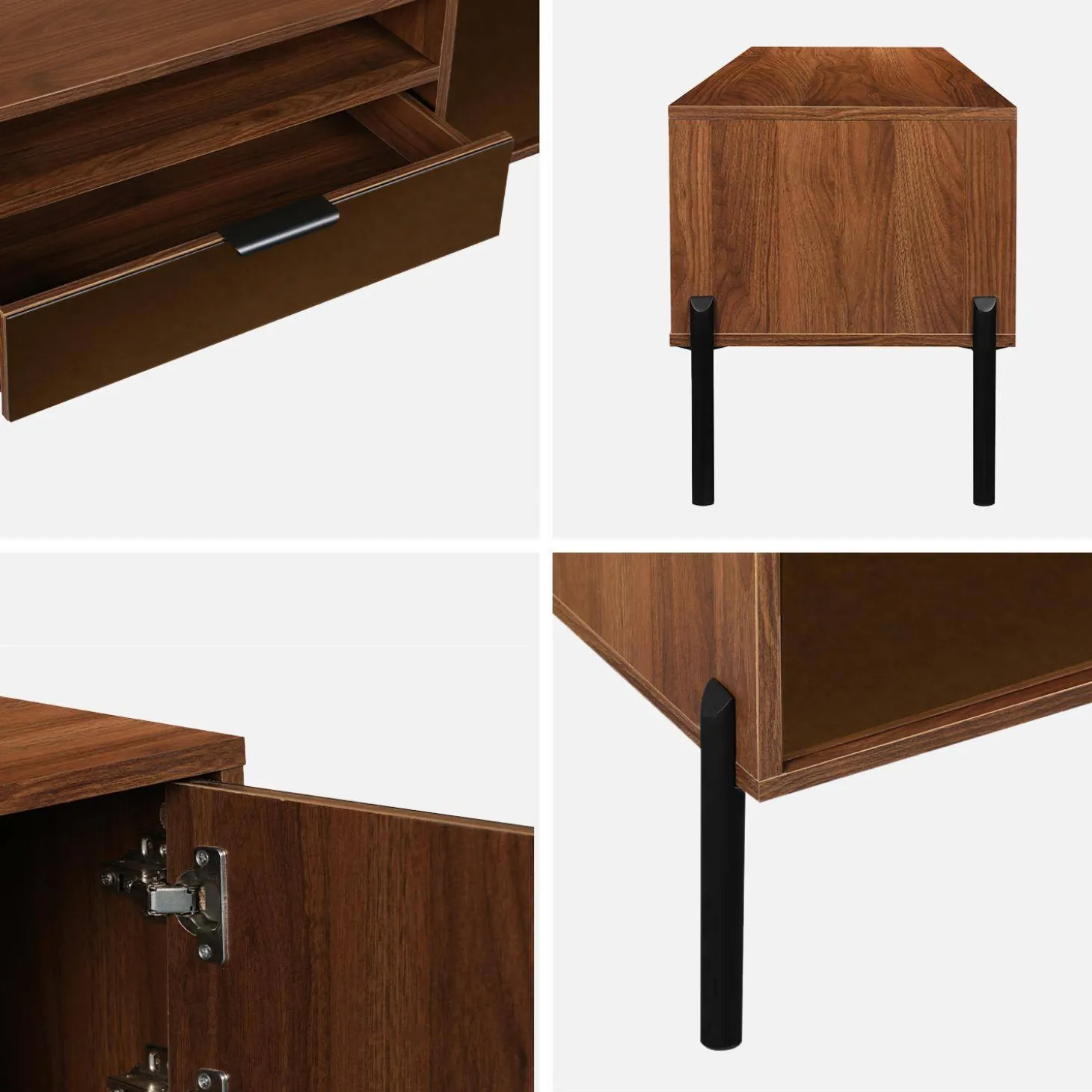 Mueble TV vintage efecto madera de nogal 151,5cm
