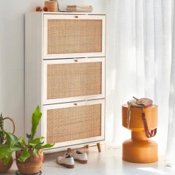 Mueble zapatero de caña