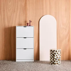 Mueble zapatero decorativo de madera con 3 cajones