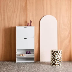 Mueble zapatero decorativo de madera con 3 cajones