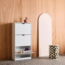 Mueble zapatero decorativo de madera con 3 cajones