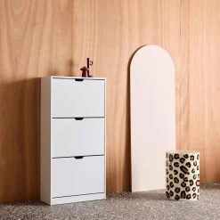 Mueble zapatero decorativo de madera con 3 cajones
