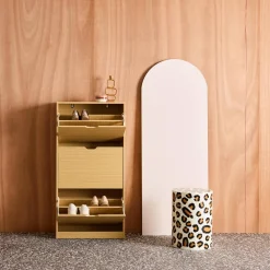 Mueble zapatero decorativo de madera con 3 cajones