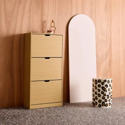 Mueble zapatero decorativo de madera con 3 cajones