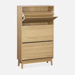 Mueble zapatero escandinavo, decoración en madera