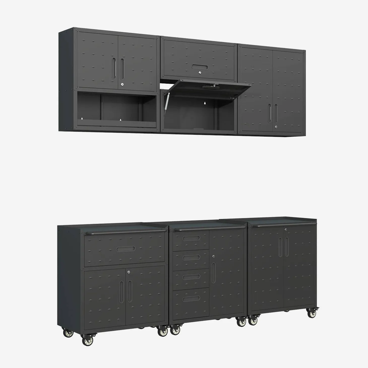 Muebles de almacenamiento para garaje de acero, 6 módulos