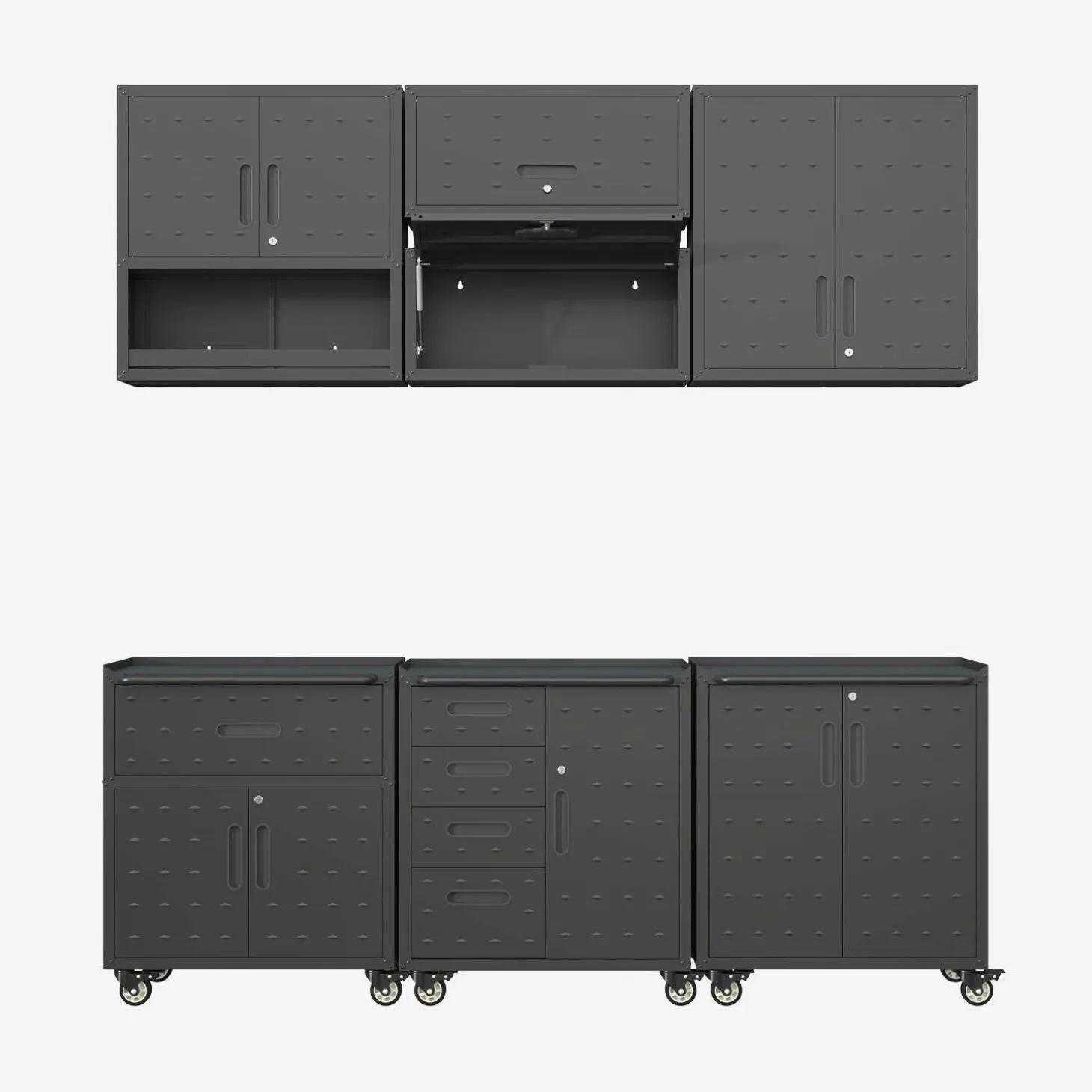 Muebles de almacenamiento para garaje de acero, 6 módulos