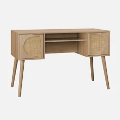 Oficina efecto madera y mimbre, 2 cajones