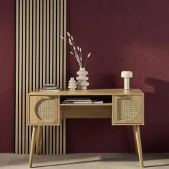 Oficina efecto madera y mimbre, 2 cajones