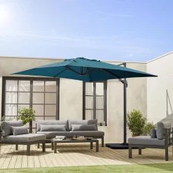Parasol cuadrado excéntrico, 3x3m + placas de lastre 50x50cm