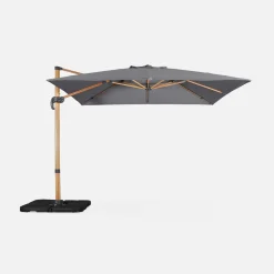 Parasol cuadrado excéntrico, 3x3m + placas de lastre 50x50cm