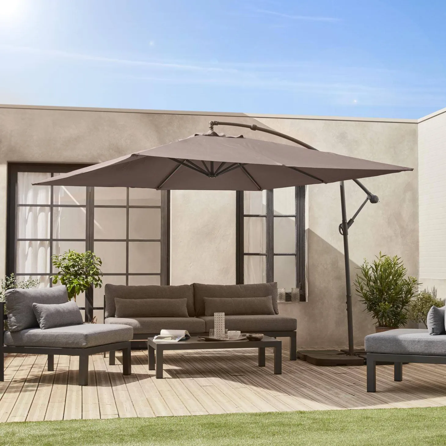 Parasol cuadrado excéntrico, 3x3m