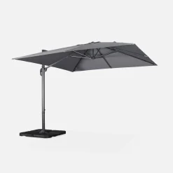 Parasol cuadrado excéntrico, 3x3m + placas de lastre 50x50cm