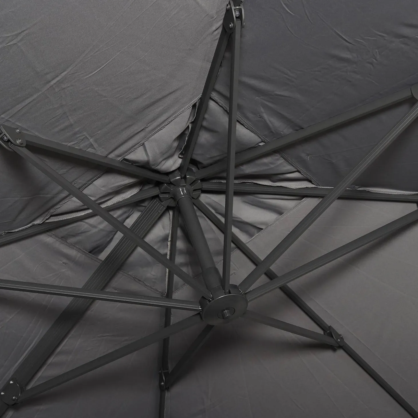 Parasol cuadrado excéntrico, 3x3m + placas de lastre 50x50cm