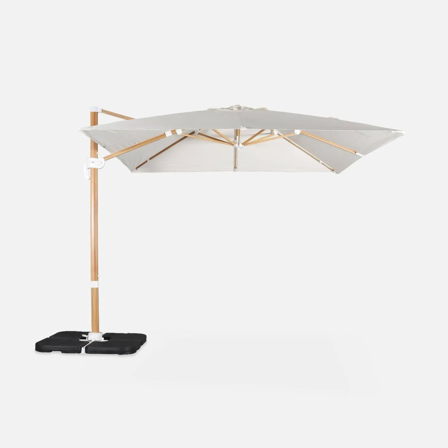 Parasol cuadrado excéntrico, 3x3m + placas de lastre 50x50cm