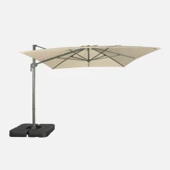 Parasol rectangular excéntrico, 3x4m + placas de lastre 50x50cm