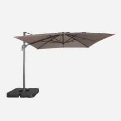 Parasol rectangular excéntrico, 3x4m + placas de lastre 50x50cm