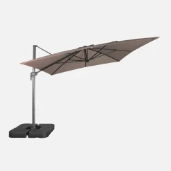 Parasol rectangular excéntrico, 3x4m + placas de lastre 50x50cm