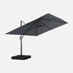 Parasol rectangular excéntrico, 3x4m + placas de lastre 50x50cm