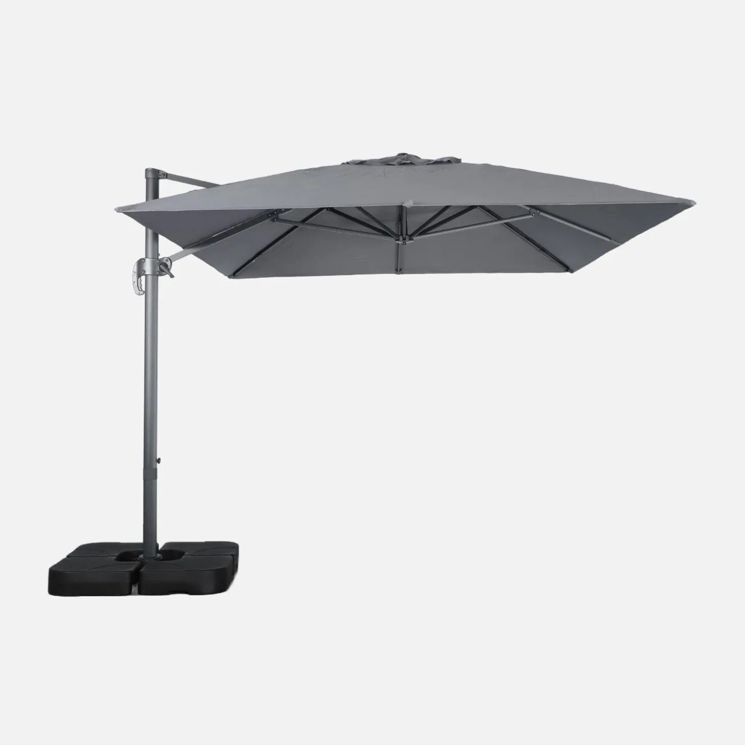 Parasol rectangular excéntrico, 3x4m + placas de lastre 50x50cm
