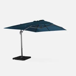 Parasol rectangular excéntrico, 3x4m + losas 50x50cm
