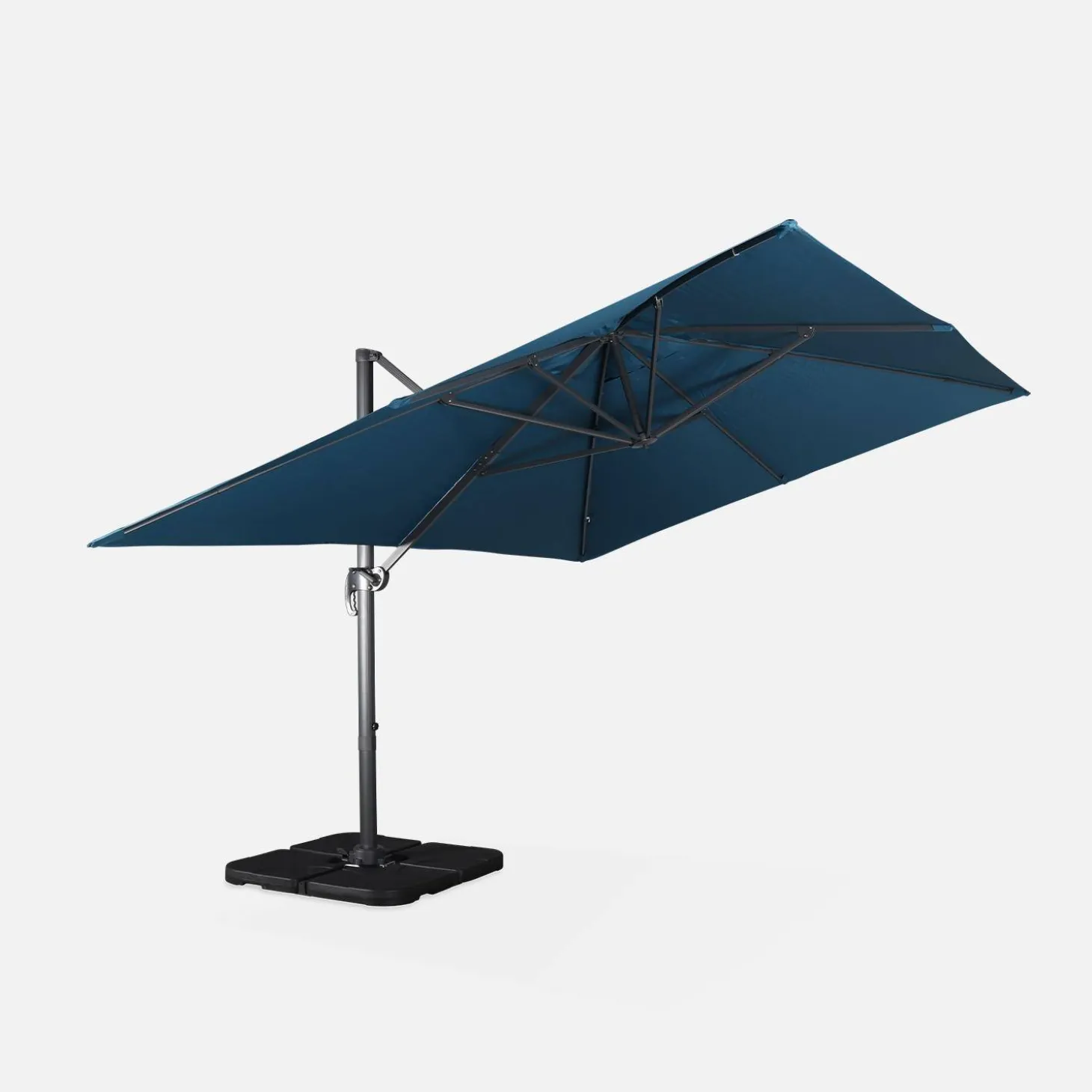 Parasol rectangular excéntrico, 3x4m + losas 50x50cm