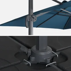 Parasol rectangular excéntrico, 3x4m + losas 50x50cm