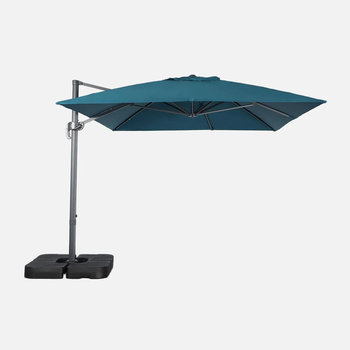 Parasol rectangular excéntrico, 3x4m + placas de lastre 50x50cm