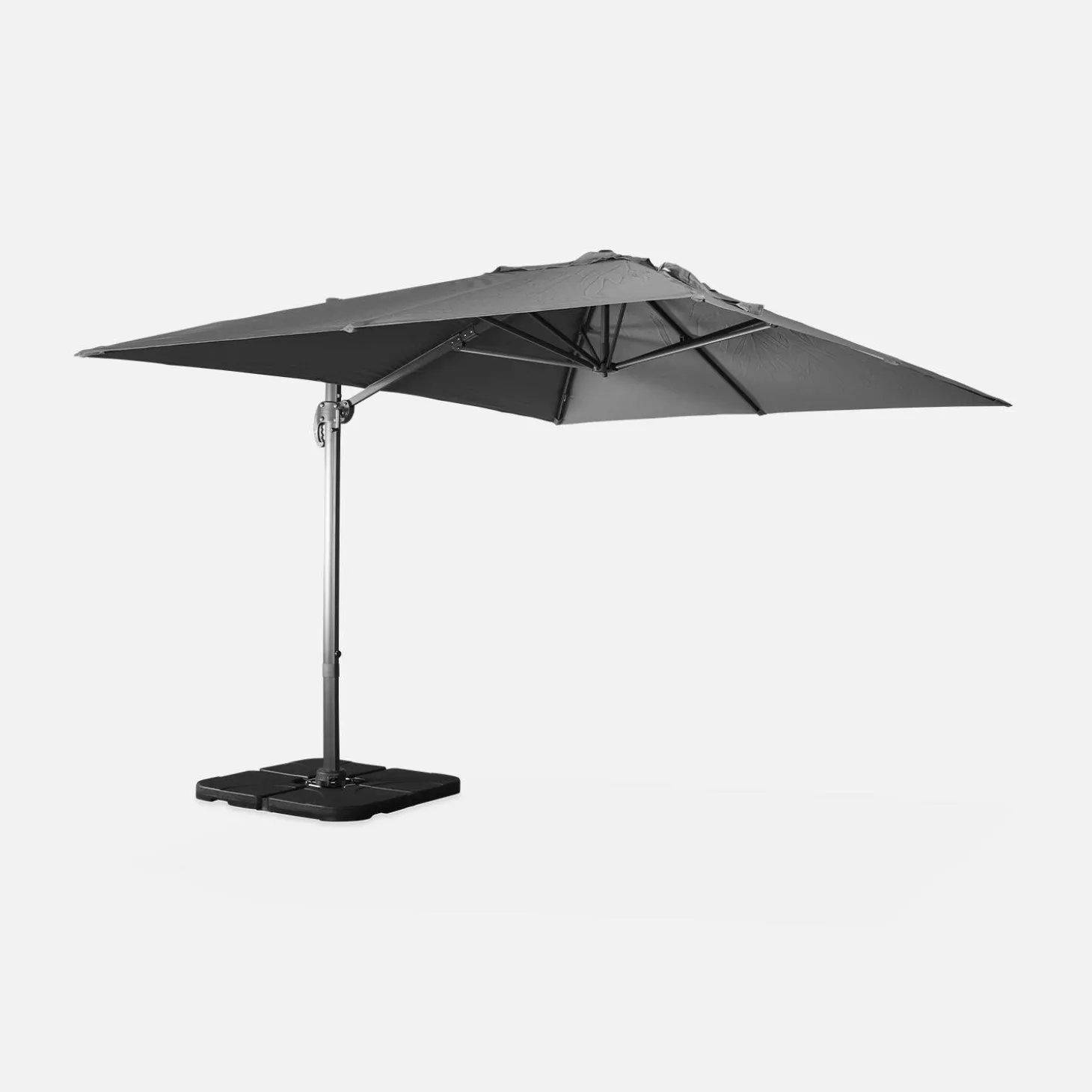 Parasol rectangular excéntrico, 3x4m + losas 50x50cm