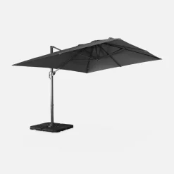 Parasol rectangular excéntrico, 3x4m + losas 50x50cm