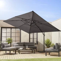 Parasol rectangular excéntrico, 3x4m + losas 50x50cm