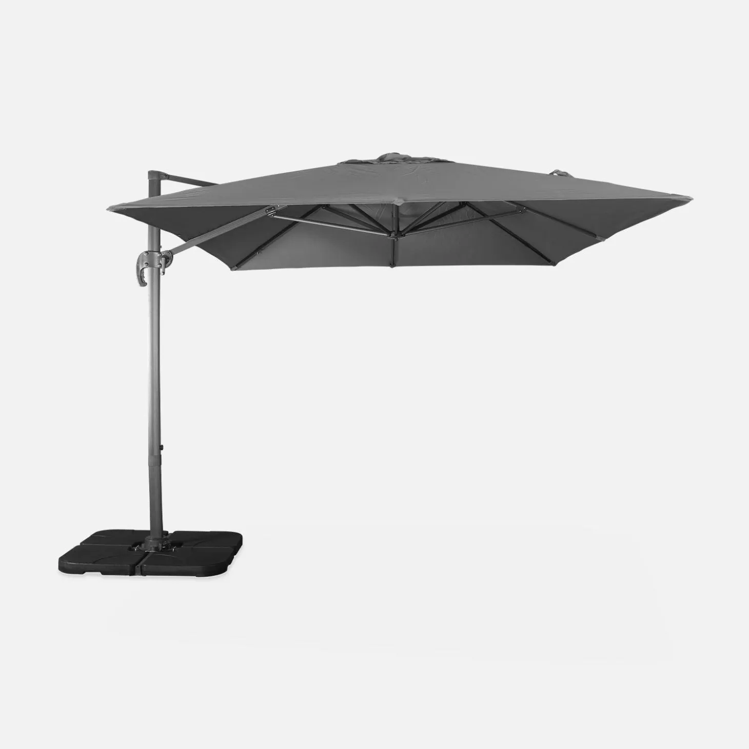 Parasol rectangular excéntrico, 3x4m + losas 50x50cm