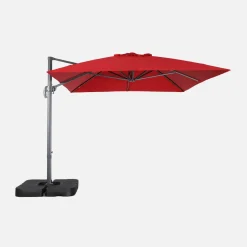 Parasol rectangular excéntrico, 3x4m + placas de lastre 50x50cm
