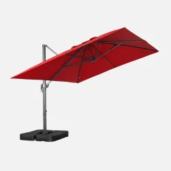 Parasol rectangular excéntrico, 3x4m + placas de lastre 50x50cm