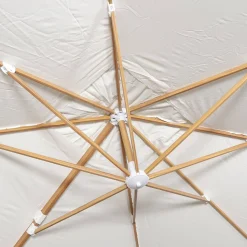Parasol rectangular excéntrico poste efecto madera, 3x4m + placas de lastre 50x50cm