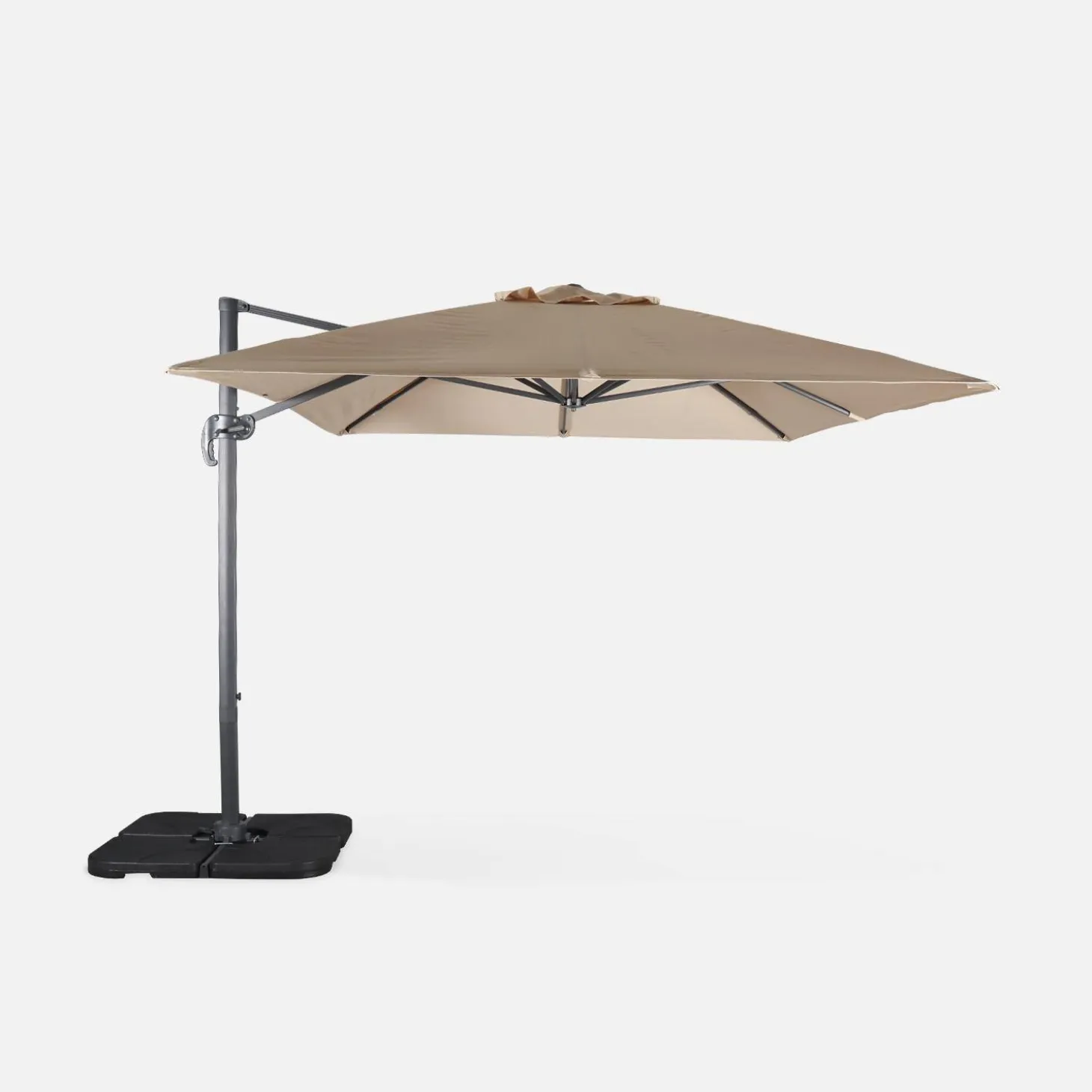 Parasol rectangular excéntrico, 3x4m + losas 50x50cm
