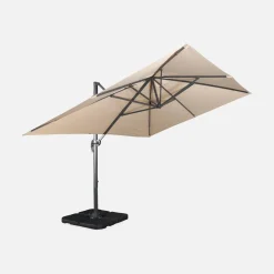 Parasol rectangular excéntrico, 3x4m + losas 50x50cm