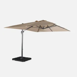 Parasol rectangular excéntrico, 3x4m + losas 50x50cm