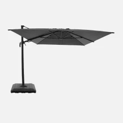 Parasol rectangular excéntrico, 3x4m + funda + placas de lastre 98x98cm