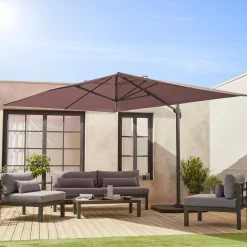 Parasol rectangular excéntrico, 3x4m + losas 50x50cm
