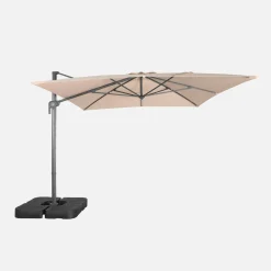Parasol rectangular excéntrico, 3x4m + placas de lastre 50x50cm