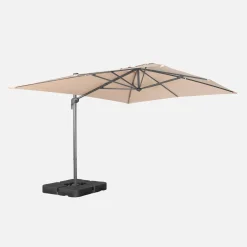 Parasol rectangular excéntrico, 3x4m + placas de lastre 50x50cm