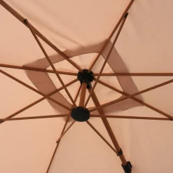 Parasol rectangular excéntrico poste efecto madera, 3x3m + losas 50x50cm