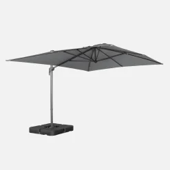 Parasol rectangular excéntrico, 3x4m + placas de lastre 50x50cm