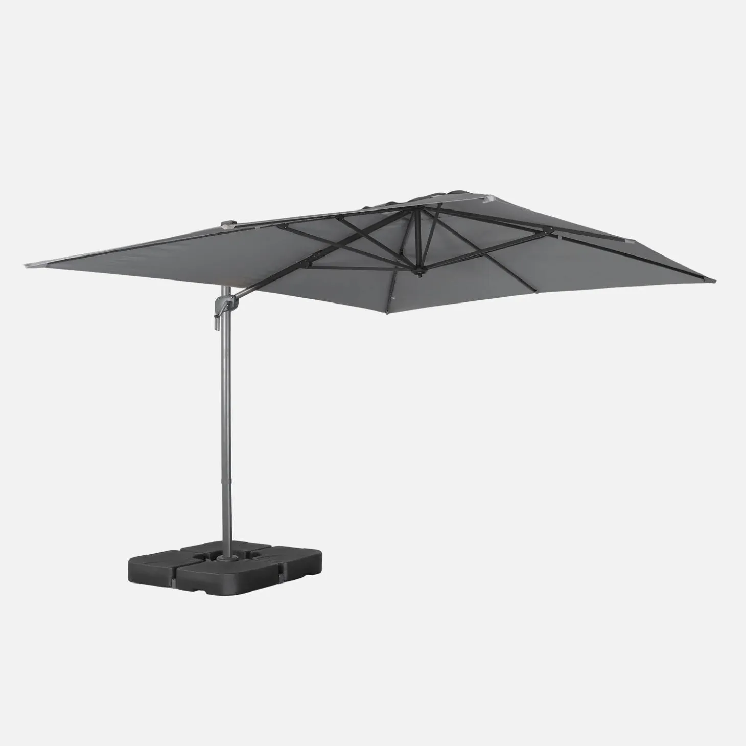Parasol rectangular excéntrico, 3x4m + placas de lastre 50x50cm