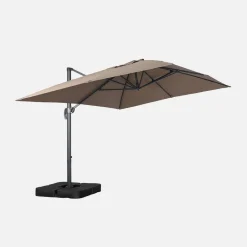 Parasol rectangular excéntrico, 3x4m + placas de lastre 50x50cm