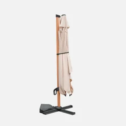 Parasol rectangular excéntrico poste efecto madera, 3x4m