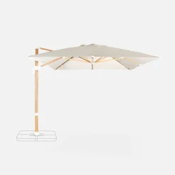 Parasol rectangular poste efecto madera, 3x4m