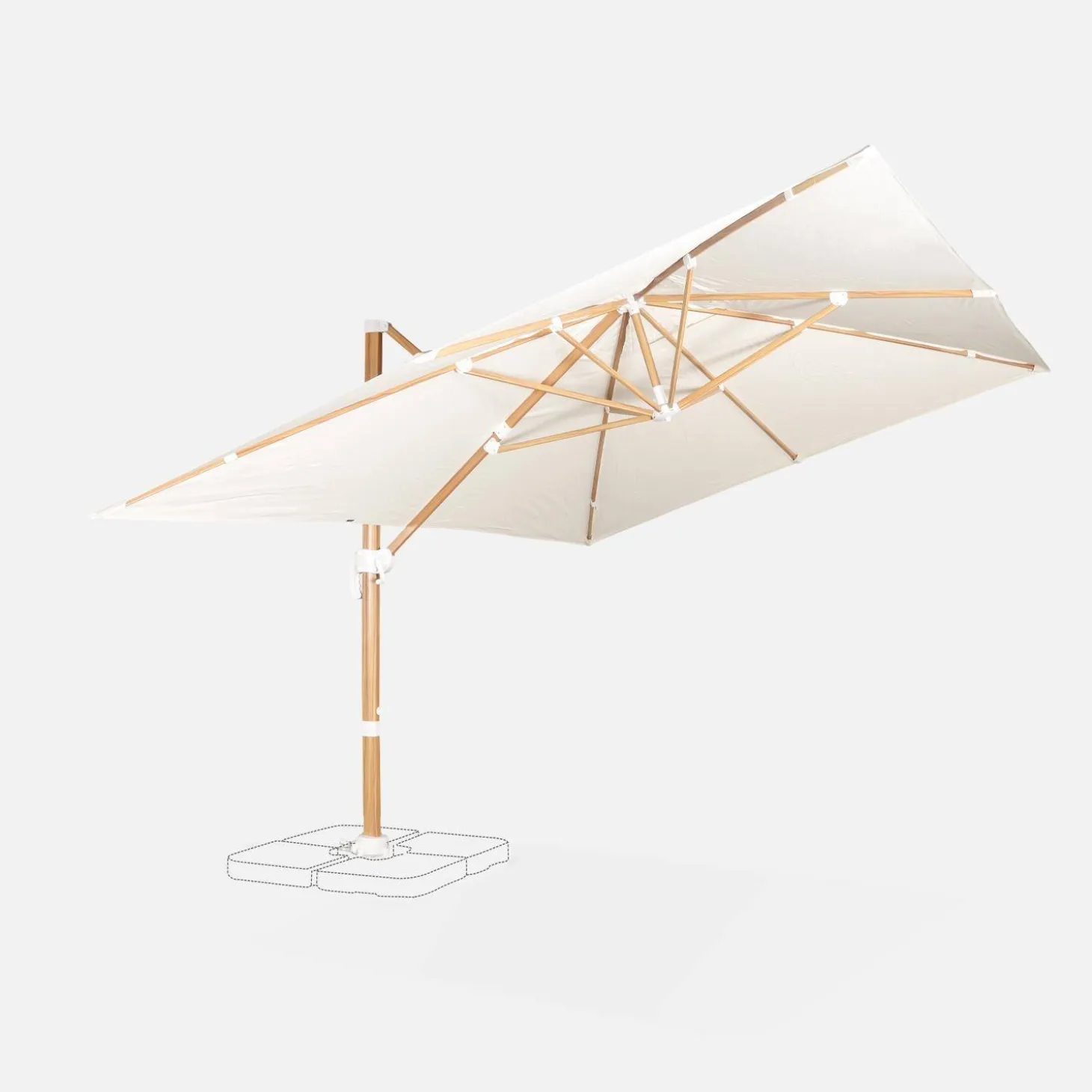 Parasol rectangular poste efecto madera, 3x4m